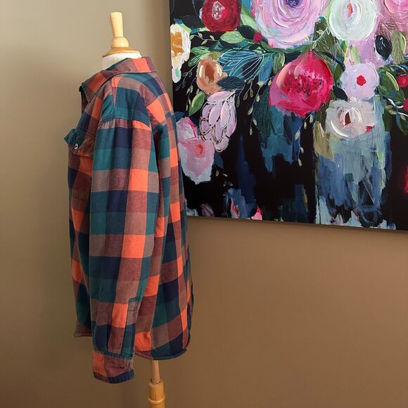 Natural Reflections Sherpa Lined Plaid Flannel Jacket/Shirt Size Large - Picture 3 of 7